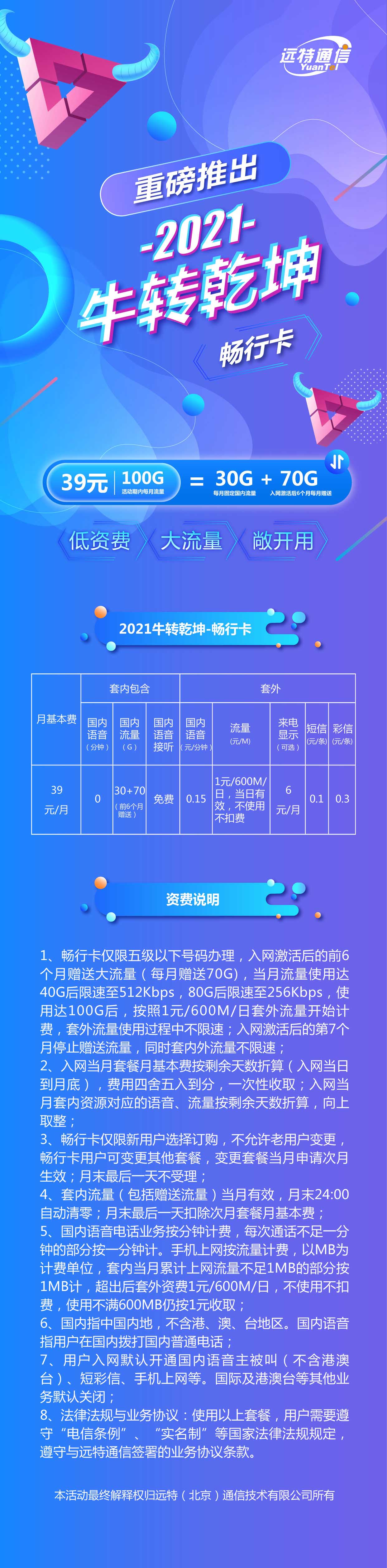 远特通信2021牛转乾坤-畅行卡